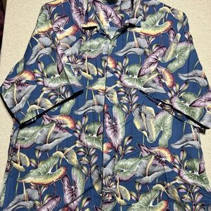 UTY Apparel Uniform Aloha Floral Button Up Hawaiian Shirt Men's 2XL Vintage